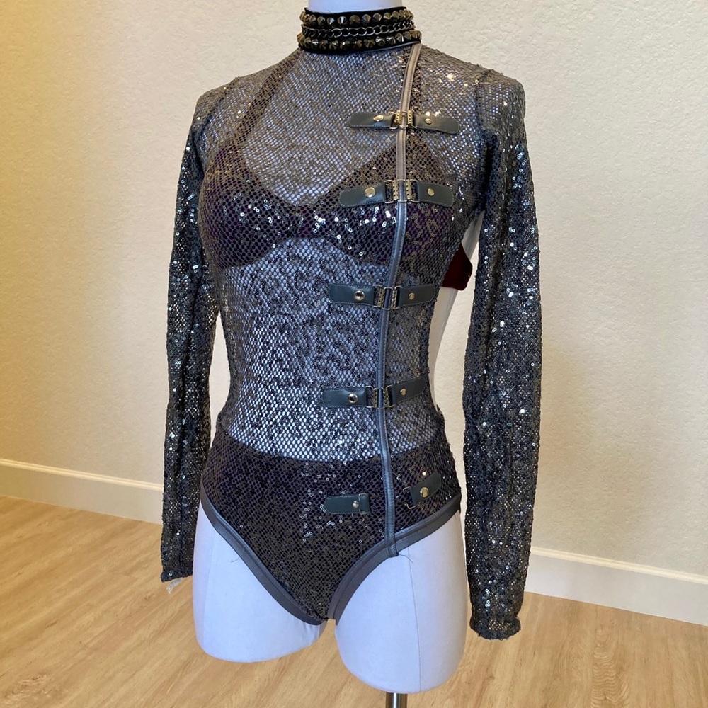 Glittering Gray Kids Dance Costume